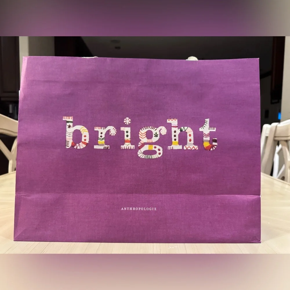 Anthropologie Large Shopping Bags Bundle of 4 | Reusable Gift Bags | Holiday Art